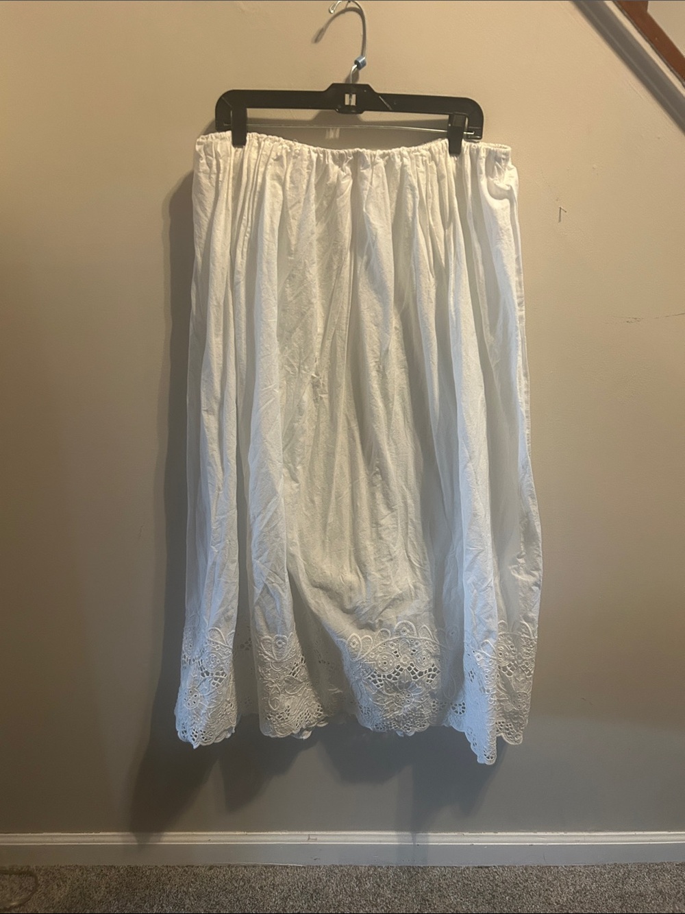 Primark White Maxi Skirt with Eyelet Hem